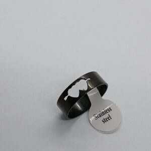 Stainless Steel Ring Black Double Heart