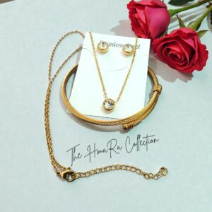 Stainless steel ketting, armband,oorknop