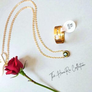 Stainless steel ketting met heartbeat ring