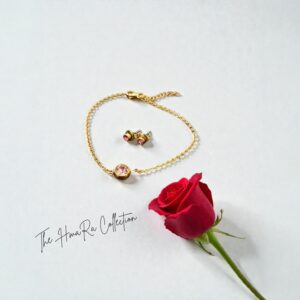 Stainless steel rose armband met oorknopjes