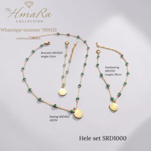 green zircon necklace bracelet anklet stainless steel