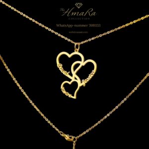 Triple heart naamketting Stainless steel