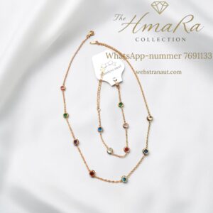 Multi color zircon necklace bracelet stainless steel