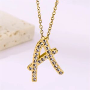 stainless steel zirconia letter ketting