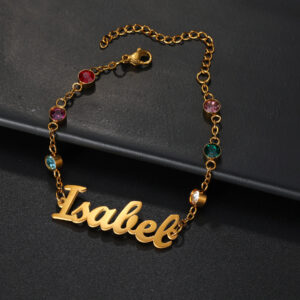 Stainless steel bracelet with birtstone